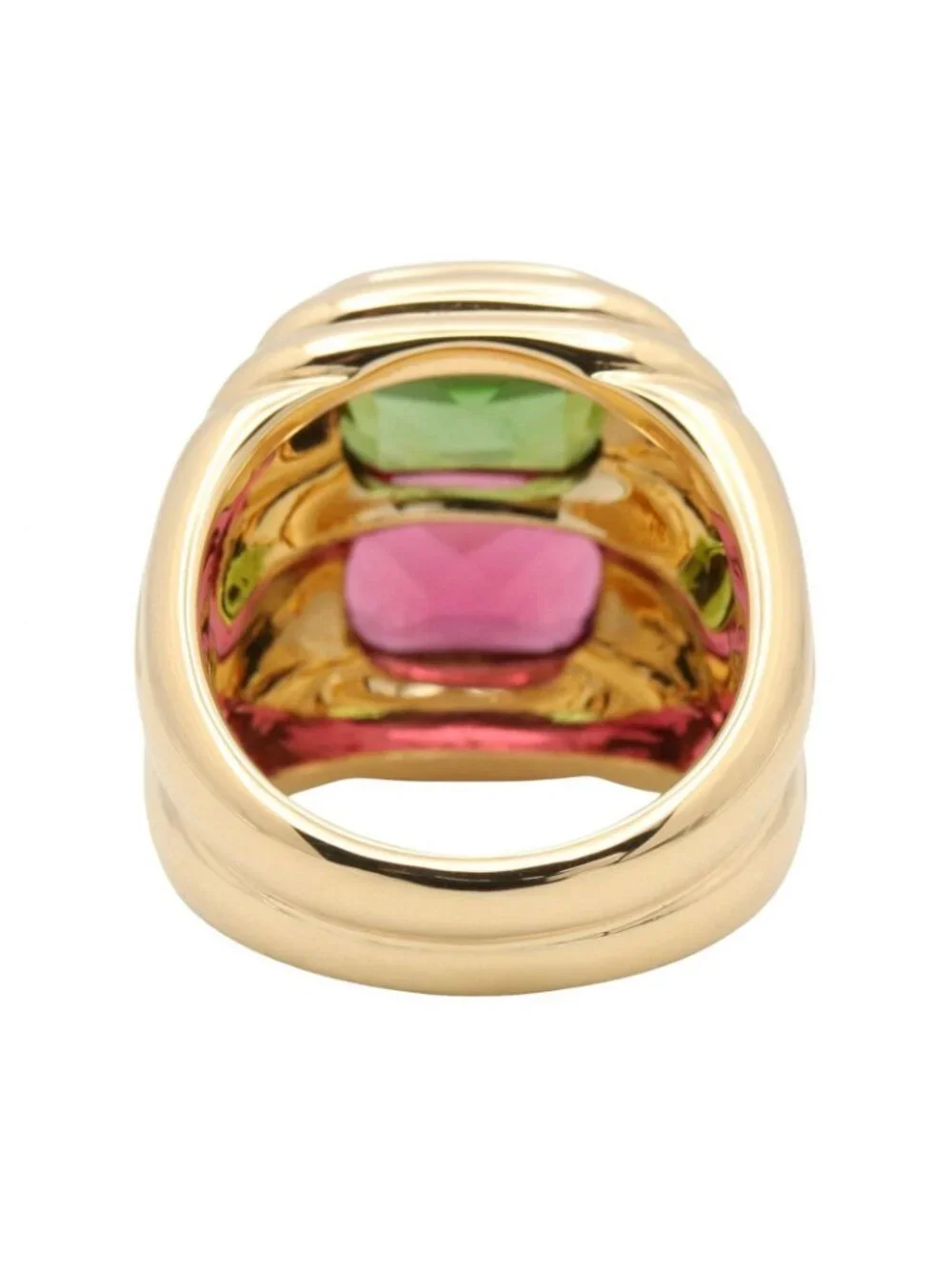 Bvlgari Ring Doppio Bachelato Peridot Pink Tourmaline 18k